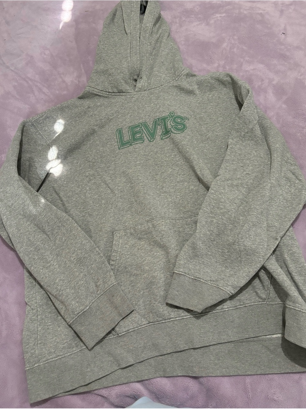 Levi's Light Gray Pullover Hoodie with Green Label